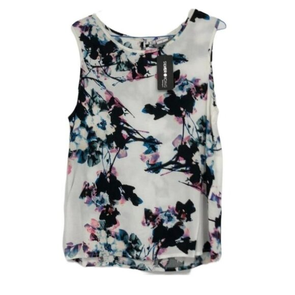 NWT Jacqueline Dr Yong white Floral fantasy  Watercolor tank top 36 - Picture 1 of 13